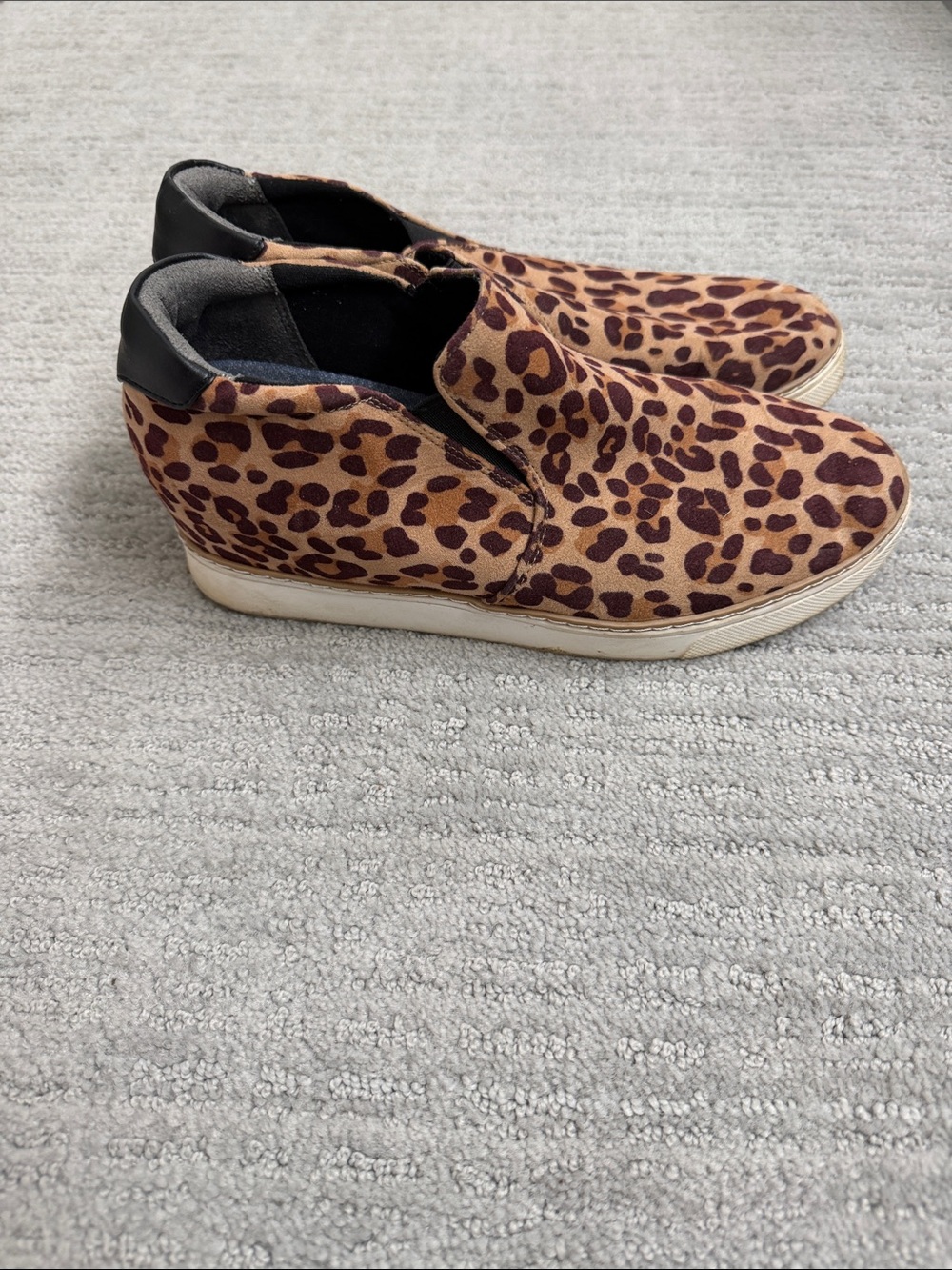 Dr. Scholl's Leopard Print Slip-On Wedge Sneakers - Brown/Black